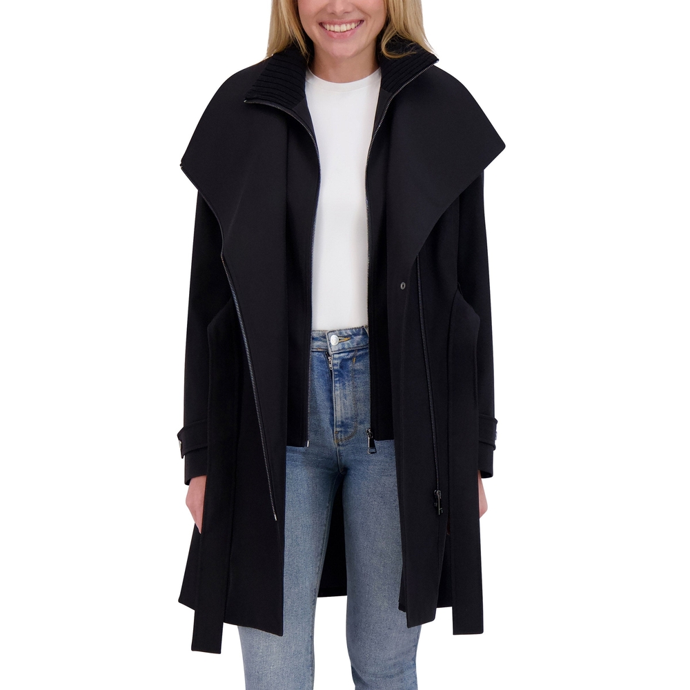 Halston Women's Black Belted Trench Coat NWT Size M‎